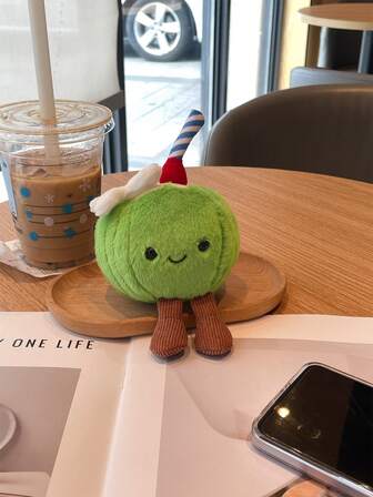 1pc (16cm/6.3in) Japan Style Soft Cute Creative Green Coconut Plush Keychain, Cartoon Accessory For Bags, Students, Coworkers, Couples, Friends, Sisters, Mom, Birthday, Holiday Gift, Car Decoration, Lovely Surprise