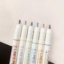 6pcs/Set Dual-Line 3D Effect Colored Gel Pens, Suitable For Back To School Season