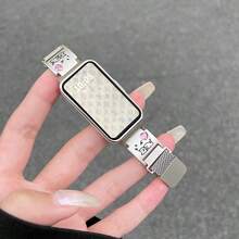 Watch Bands For Women Man,Stainless Steel Mesh Loop Magnetic Clasp Compatible With Huawei Band 10/9/8/7/6 Honor Band 10/9/7/6 NFC, With Sumsung Galaxy Fit 3,With Mi Band 10/9/8/7/6/5/4/3/NFC - Black - View 7