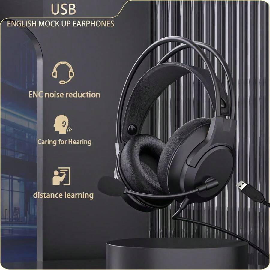 USB Virtual 7.1 Headset für Bildung, Prüfungen, Gaming, kabelgebundene Computer Kopfhörer