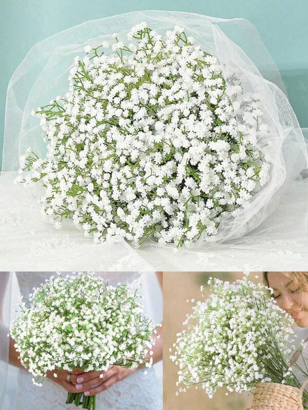 Artificial Gypsophila, Indoor Artificial Flowers, White Decorative Fake Gypsophila, Suitable For Spring/Summer, Indoor/Outdoor Decoration, Great For Home, Restaurant, Hotel, Wreath, Wedding Season, Engagement, Birthday Gifts (Wedding, Independence Day, Graduation, Teacher's Day, Mother's Day), Container Not Included