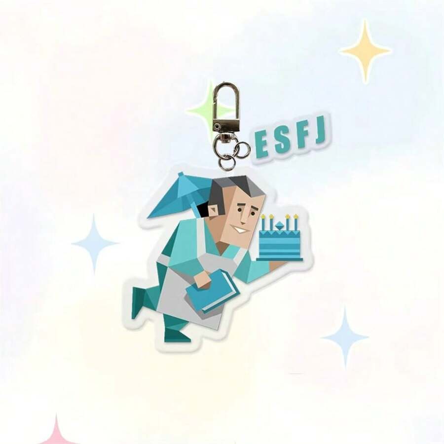 MBTI 16 Personality Type Keychain Charm Cartoon Acrylic Double Side I Type / E Type School Bag Charm - ESFJ - View 1