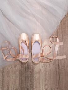 Girls' Professional Ballet Shoes, Pink Satin Ballet Flats, Suitable For Ballet Competitions, Yoga, Parties And Other Occasions