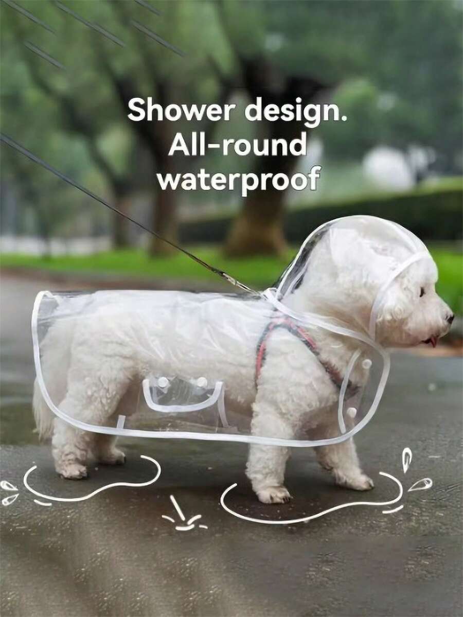 透明防水狗狗雨衣，防风防水，适合小型、中型和大型犬，宠物雨衣，适合小型和中型犬，泰迪熊和比熊犬，雨天散步时穿着（建议购买大一号；请在购买前测量宠物的体型，以确保穿着舒适） - 無色 - 查看 1
