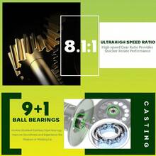 Fishing Baitcasting Reel Baitcaster Fishing Reels With 9+1BB Magnetic Braking System SH PO - Black-RightHanded - View 5