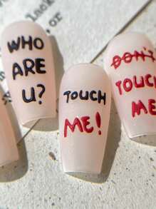 1 pieza de calcomanías de uñas decorativas con letras inglesas grabadas, estilo simple y dulce de chica europea y americana de moda, adecuadas para uso personal DIY y en salones de uñas. Calcomanías de uñas autoadhesivas para decoración de uñas