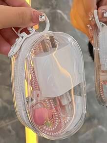 1/2/Pièces Nouveau sac de rangement portable mini transparent et imperméable à la mode, peut ranger les écouteurs, les chargeurs, les câbles de données, les rouges à lèvres, les parfums, les clés, les bracelets, les cosmétiques et autres articles. Pochette de rangement suspendue multifonction, essentielle pour les voyages, les déplacements professionnels, les vacances, la rentrée scolaire, la randonnée