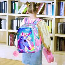 3PCS Unicorn Backpack For Girls, 16"Kids Bookbag With Lunch Box, School Bag For Elementary Preschool Toddler - Backpack - View 9