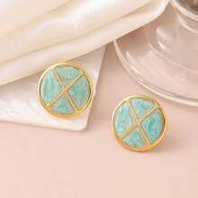 1 Pair Fashionable Circular Oil Drop Hoop Earrings, Exquisite & Versatile