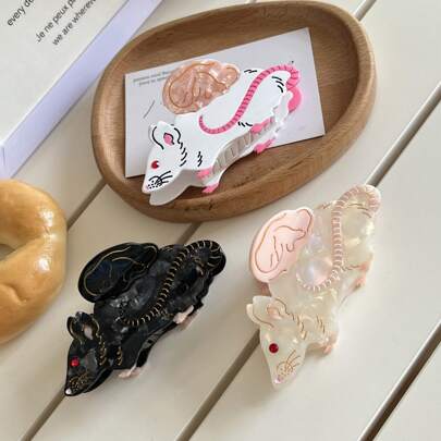 1pcHair Claws New Fun Acetic Acid Cartoon Mouse Cute Fashion Casual Cartoon Creative Grab Clip Back Head Hair Clip High Ponytail Hair Grab Hair Claw Hair Ornament Women's Hair Ornament Suitable For Daily Use, Home, School, Seaside, Vacation, Work, Commuting, Party, Holiday, Birthday Gift, Back-To-School Season, Versatile To Go Out Girl Fashion Hair Accessories Animal Claw Clips