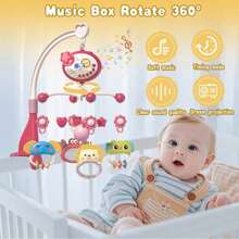 Giocattolo da culla per neonati, giocattolo a sonagli musicale rotante per culla di neonati 0-3 anni, giocattolo a sonagli appeso per neonati, multifunzione con telecomando, musica, proiezione, luce notturna, rotazione, adatto come giocattolo calmante per neonati, come regalo di giocattolo calmante per neonati, il giocattolo musicale portatile per la culla può essere riutilizzato, regalo di Natale o compleanno (richiede 3 batterie AA non incluse), giocattoli per neonati, culla per neonati, giostrina per culla