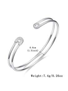 1 Stück elegantes Papierklammer Design 925 Sterlingsilber Armband mit künstlichen Zirkonia Akzenten - ideal für den täglichen Gebrauch, Partys und Bankette für Frauen | Perfektes Muttertags-, Thanksgiving- und Geburtstagsgeschenk für Familie, Freunde und Schwestern