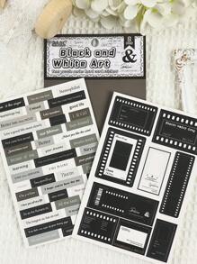 8 Stücke Text Rätsel Serie Aufkleber im Retrostil mit englischen Blumen und anderen Designs, geeignet für DIY Scrapbooking, Bücher, 3D stereoskopische Entspannungsschnitte, selbstklebende Papieraufkleber, Schulmaterial, Rückkehr zur Schule
