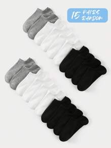 5/10/15/20 pares de calcetines clásicos de moda de unicolor para mujeres/hombres/niñas/niños/parejas, transpirables y cómodos, adecuados para estudiantes y adultos, para fiesta/vacaciones/oficina/uso en casa, color y estilo aleatorios