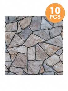 10/20pcs 3D PVC Faux Stone Peel And Stick Wall Panels, Waterproof Wall Stickers, Kitchen Backsplash, Bathroom Waterproof Wall Panels, Marble Style, Farmhouse Walls, Fireplace, Wall Decor - Multicolor - View 14