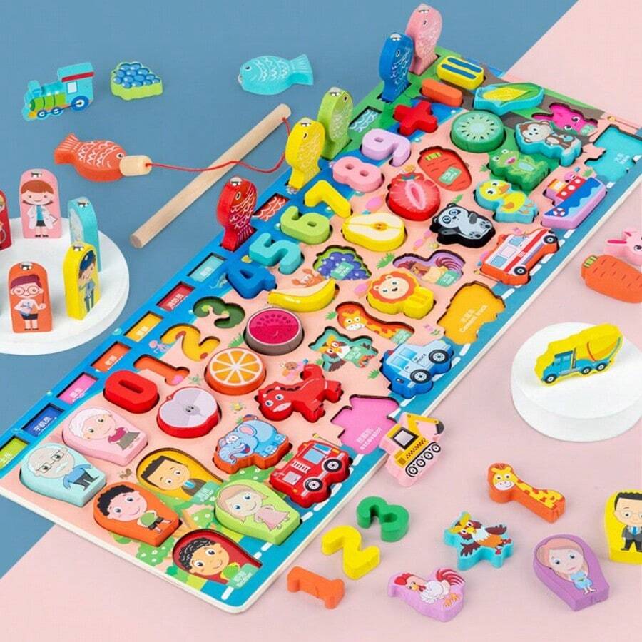 ANTSAY Juguetes educativos para niños, bloques de construcción de ensamblaje digital, iluminación, educación temprana, rompecabezas, pesca magnética, tablero logarítmico