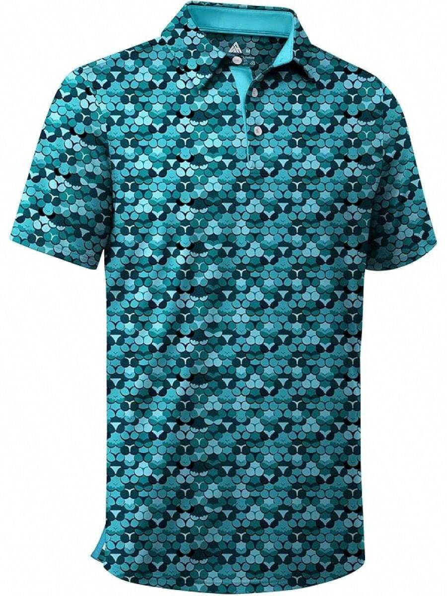 Men's Golf Shirts Short Sleeve Moisture Wicking Performance Print Patterns Casual Collared Golf Polo Shirt For Men-2025 - màu lục lam - Xem 1
