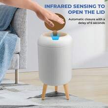 SUSTEAS Automatic Motion Sensor Trash Can – Hands-Free Touchless Kitchen & Bathroom Garbage Bin, 10L Capacity, Odor Control, Battery-Powered For Convenient Hygienic Disposal (WHITE) - Trắng 10L - Xem 4