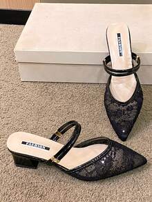 Women's Fashion High Heel Sandals Mule Shoes For Daily Wear - Black - View 6