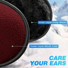 Foldable Fleece Ear Warmers For Outdoor Skiing - A-wine Red - View 7