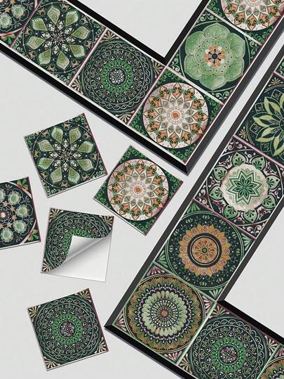 24片波西米亚风格防水防潮壁纸，即撕即贴，浪漫的摩洛哥风格，将不羁的灵魂融入每一寸图案，防水防潮墙贴适用于厨房、浴室、入口。墙纸房间装饰墙面装饰