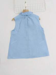Elegant Sleeveless Neckline Ribbon Tied Design Versatile Summer Top