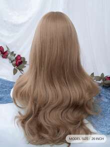 alicegarden 1 合成耐热长卷发假发，金色长卷发带刘海，26 英尺长，纤维制成，适合日常使用，天然人造假发