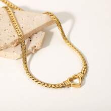 1pc Minimalist Stainless Steel Flower Folded Golden Bracelet & Necklace Set, Versatile Daily Wear Unisex Jewelry