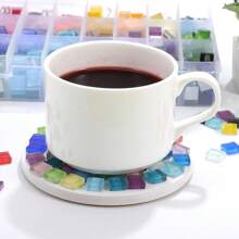 1,100 Pieces Glass Mosaic Tile Set, 24 Colors Square, Handmade DIY Craft Supplies, Mosaic Sticker, DIY Craft Material