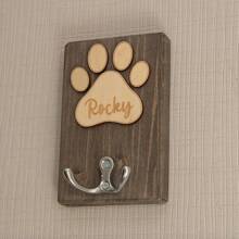 Personalised Dog Lead Holder, Wooden Dog Leash Hanger, Handmade Dog Sign, Leash Storage, Wood Sign