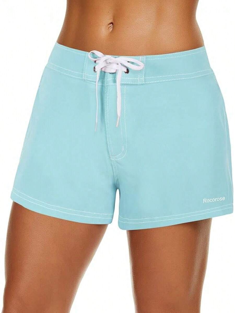 Rocorose Women's Board Shorts Quick Dry Elastic Waist Swim Shorts Surf Swimwear With Pocket And Liner - Blue - View 1