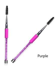 1 Pc Purple Spoolies Mascara Wands Eyelash Brushes ,Diamond-Encrusted Eyelash Brush Comb Eye Brow Brush Applicator With Cap Travel Unscented Nylon Bristle, Palm Brush Form, ABS Plastic Rod, Suitable For All Skin Types, Makeup Tool