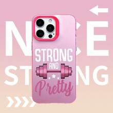 HANCAI Capa de celular à prova de choque com estampa gráfica de halteres/barra fitness rosa saudável, compatível com Apple 11/12/13/14/15/16/16 Pro/16 Pro Max