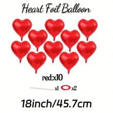 18inch 10pcs Heart-Shaped Foil Balloons, Red, Gold, Pink, Rose Gold, Silver, Multi-Colored Options, Suitable For Valentine's Day, Singles Party, Christmas Decoration, Wedding, Proposal, Bridal Shower, Anniversary, Birthday Party, Party Decor, Christmas - 10 Love Hearts - View 4