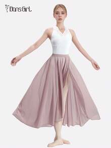 DonsGirl 1 Piece Women's High Elastic Ballet Dance Skirt - Asymmetric Ruffled Design With High Slit, Maxi Skirt For Solo Dance/Modern Dance Performance & Carnival - View 9