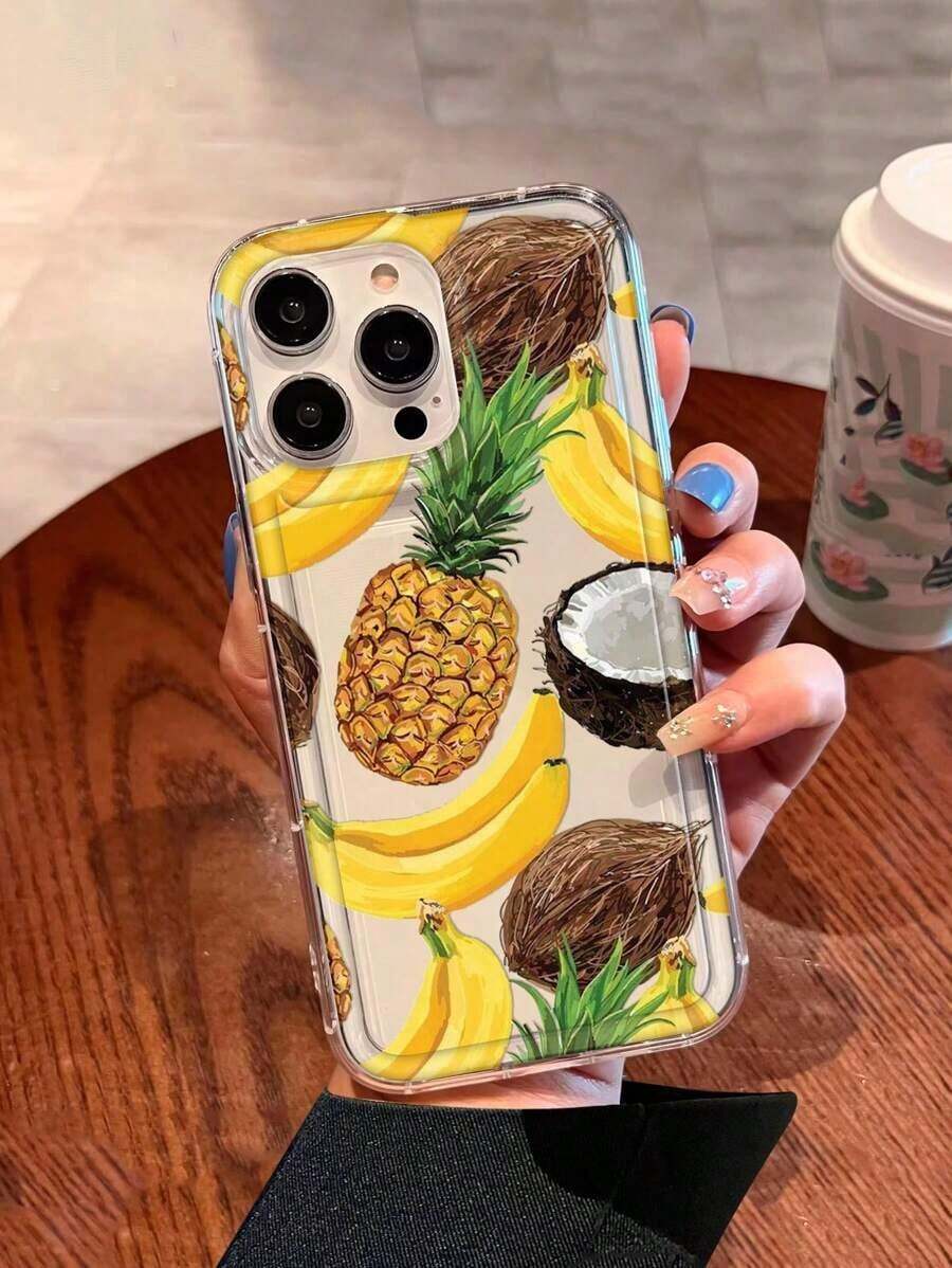 Funda para teléfono (1 unidad) con estampado de frutas tropicales (piña, plátano y coco), fabricada en TPU esmerilado y resistente a caídas. Compatible con phone 1/12/13/14/15/15 Pro/15 Plus/15 Pro Max/X/XS Max/11 Pro/12 Pro/13 Pro/14 Pro/11 Pro Max/12 Pro Max/13 Pro Max/14 Pro/14 Plus/ 16/11/12/13/14/15/15 Pro/15 Plus/15 Pro Max/X/Xs Max/11 Pro/12 Pro/13 Pro/14 Pro/11 Pro Max/12 Pro Max/13 Pro Max/14 - Multicolor - Ver 1