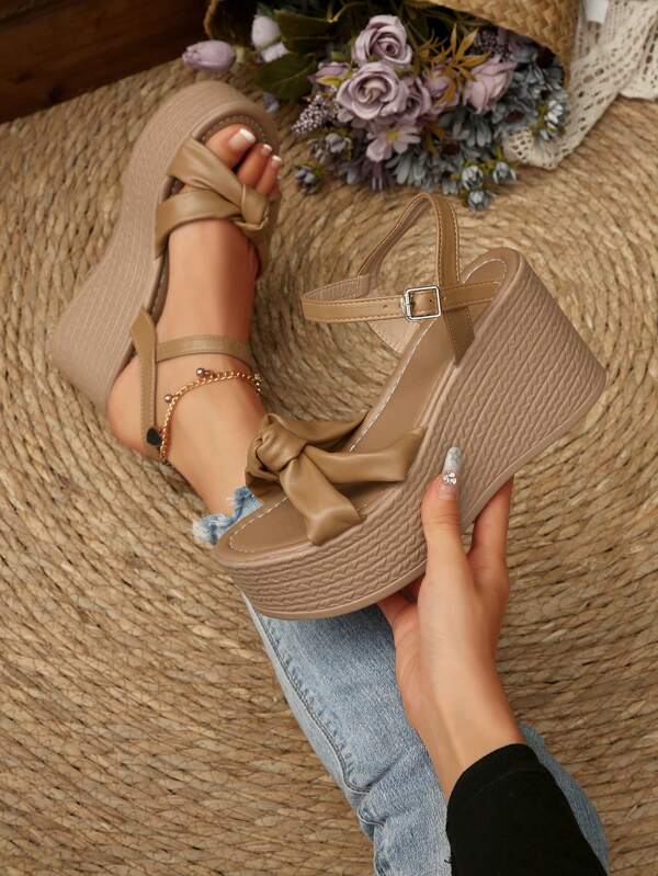 Women's Platform Wedge Multi-Strap Dark Fashionable Sandals