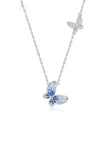 1 pièce Collier pendentif papillon en zircone cubique élégant et vintage en argent sterling 925. Conception polyvalente convenant pour un port quotidien, les vacances, les fêtes. Bijou cadeau