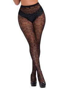 1/5pcs Lace Pattern Fishnet Stockings, Retro Tight Pants, Luxurious Fashion Outfit, Women Plus Size Pantyhose, Multi-Color Tights, Suitable For Christmas, Halloween, Y2K Style, Back To School