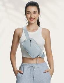 BALEAF Belt Bag Women Fanny Packs Crossbody Fashion Waist Pack Resistant Adjustable Strap 2L Black - Light Grey - View 2