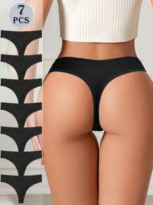 7pcs Set Seamless Low Waist Panties Sexy Ribbed Underwear Women Comfortable Breathable Panty Yoga Sports Briefs Thongs For Women