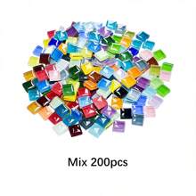200pcs Mosaic Glass Tiles, Handmade DIY Craft Supplies For Creative Art, Painting And Jewelry Making, 8 Different Style Color Combinations