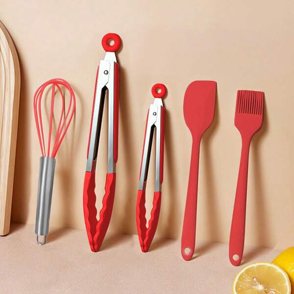 Kitchen Silicone Cooking Utensils Kitchen Tools, Easy To Clean Silicone Kitchen Utensil Set Silicone Spatula Set For Nonstick Cookware