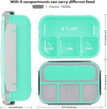 Bento Box, Lunch Box Kids, 1300ML With 4 Compartment&Food Picks Cake Cups, Containers For Adults/Kids/Toddler, Leak-Proof, Microwave/Dishwasher/Freezer (Purple) The Bento Box Is Designed 8. 9*6. 4*2. 6 Inches, 1 That Can Separate Different Foods Like Basic Food, Fresh Fruit, Vegetables, Snacks Etc. It's Great To Get A Balanced Diet And Maintain The Original Flavor Of The Food