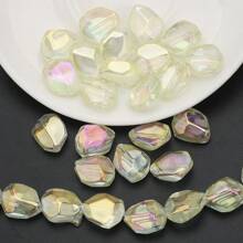 20 piezas de cuentas de vidrio facetadas irregulares de 12*16mm con agujero central, en colores chapados, accesorios de joyería artesanal DIY, adornos para teléfonos, llaveros, decoración de autos