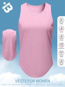 ملابس علوية رياضية مُطبّقة للنساء بحاشية منحنية للطريقة متداخلة الطبقات، ذات أكتاف واسعة بطراز ظهر سباق، مثالية للرياضات اليوغا والتمارين في النادي الرياضي والرحلات الخارجية - وردي - مشاهدة 1