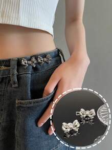 1 Pair/2 Pairs Of High-End Pearl Heart-Shaped Brooch Waist Adjuster For Jeans Skirts, Premium Quality With Adjustable Waistband Buckle