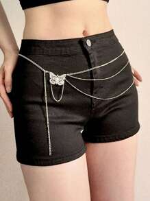 1 Stück silberne, sexy Schmetterling Gürtelkette, Körperschmuck für Frauen