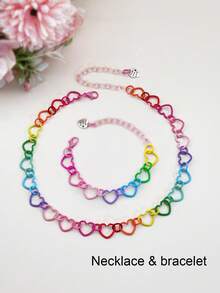 1 Stück Farbverlauf Herz Form Halskette mit Hohldesign, Valentinstag, Muttertag, Strandurlaubs Geschenk