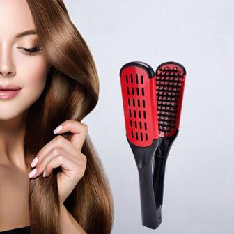 1 pieza Cepillo de pelo con cerdas de cepillo de jabalí, peine de doble cara alisador, herramienta multifuncional de alisado y peinado apta para todo tipo de cabello, accesorio para alisador de pelo eléctrico